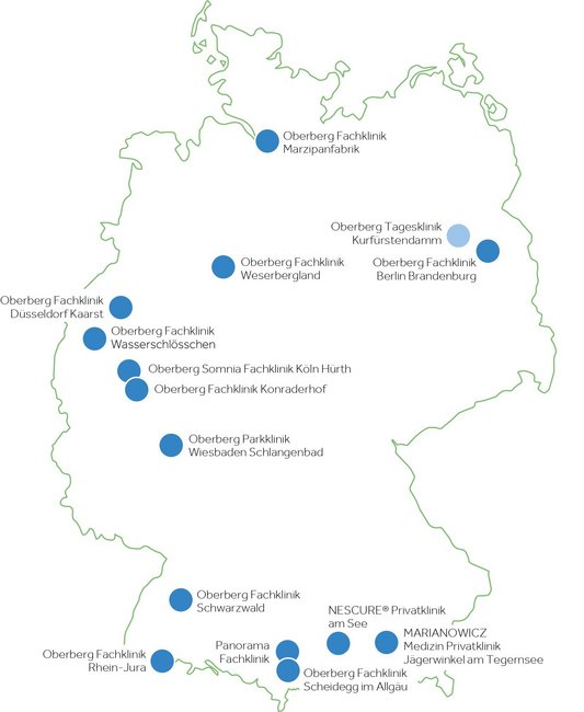 Deutschlandkarte Oberberg Kliniken