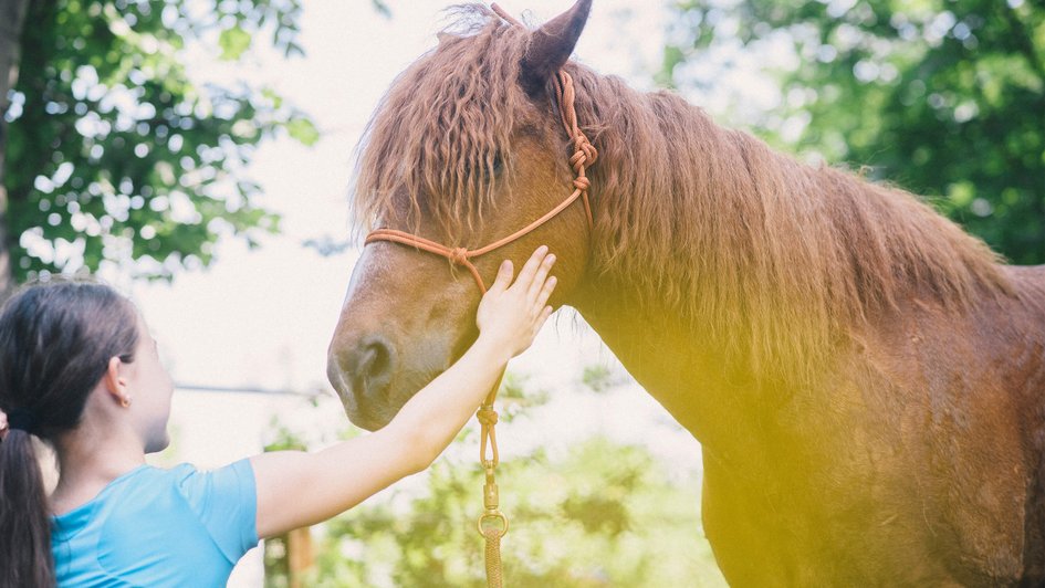 Atypischer Autismus, Mädchen auf einem Pferd